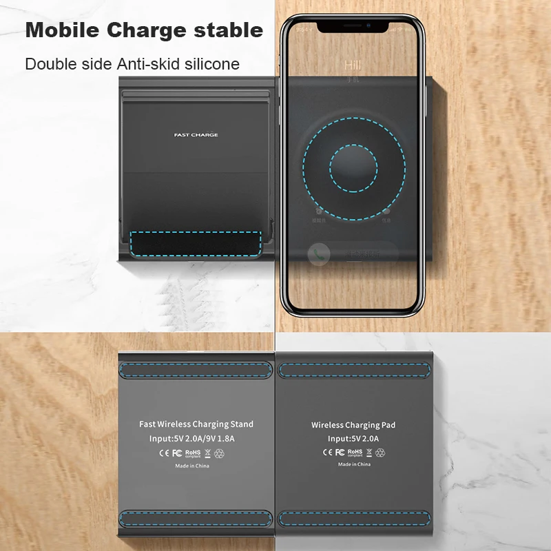 Быстрая зарядка беспроводное зарядное устройство для iphone 8 x xs max samsung s10 s9 note 9 samsung Galaxy Watch active Buds gear S2 S3 S4 Sport