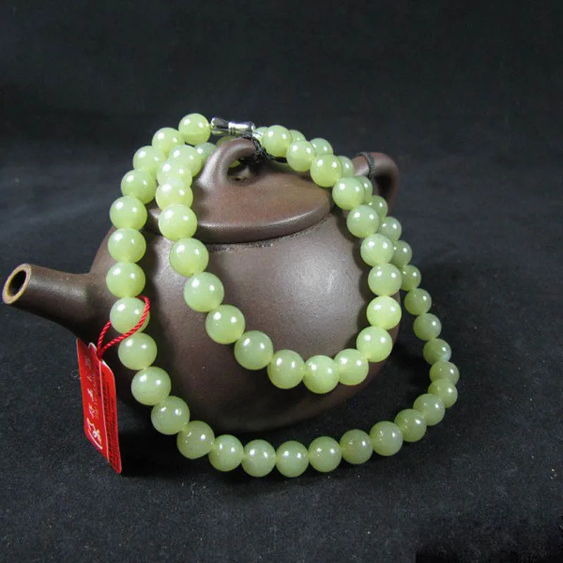 

Natural Hetian jade necklace jade bead necklace genuine jade beads necklace jewelry neck with a certificate