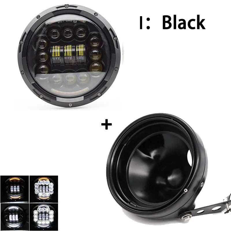 1set 90W Black Jvial 7 дюймов 80 Вт DOT SAE E9 мотоциклетные фары и 7 дюймов корпус фары кронштейны для harley men davi dson - Цвет: 1set 90W Black