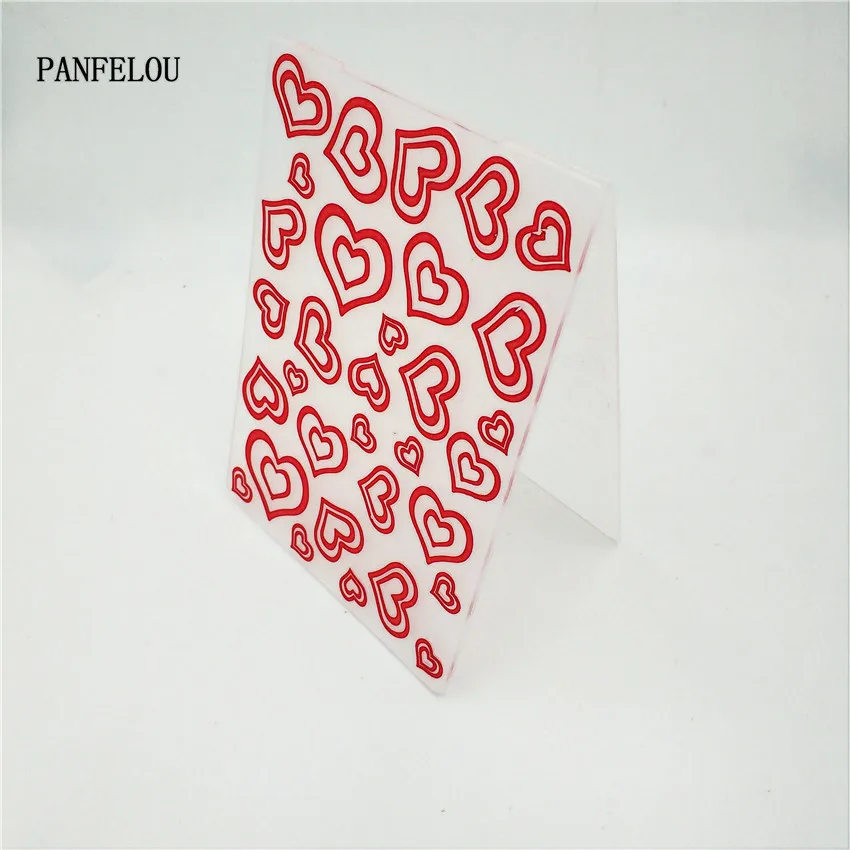 

PANFELOU Pink heart love card Embossing folders Plastic For Scrapbooking DIY Template Fondant Cake Photo Album Card Making