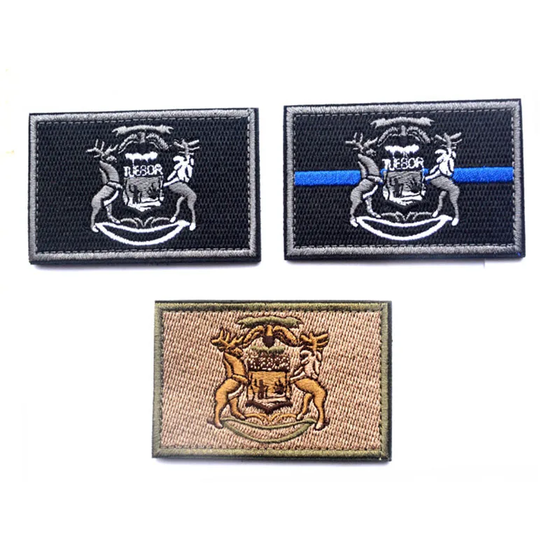 Мичиган State Patch Michigan Tactical Morale 7 6*5 см 3D вышитая аппликация Одежда значок для куртки