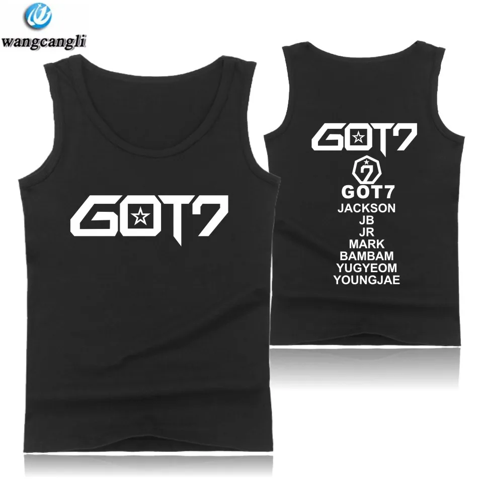 GOT7 Kpop Sleeveless Shirt Fitness Tank Top Men Korean Bodybuilding Tank Tops Fashion Singlet Hip Hop Summer Vest Gym Clothing