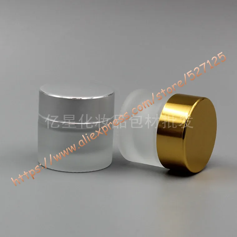 10g Прозрачный матовый Стекло баночка для крема с золотом/Матовая серебристая
