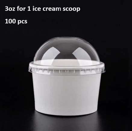 3oz cups witd lid 100 шт. высокое качество белый утилизации мороженое Бумага стаканчик с крышкой для кубиков льда, 3/5/8 унций фруктовый десертный суповой Бумага чаши вечерние поставки - Цвет: 3oz cups witd lid