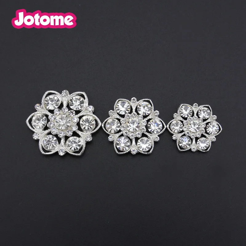 

20pcs/lot Silver Plated Rhinestone Button Wedding Bouquet Brooch Pin For Wedding Invitation Card Accessories