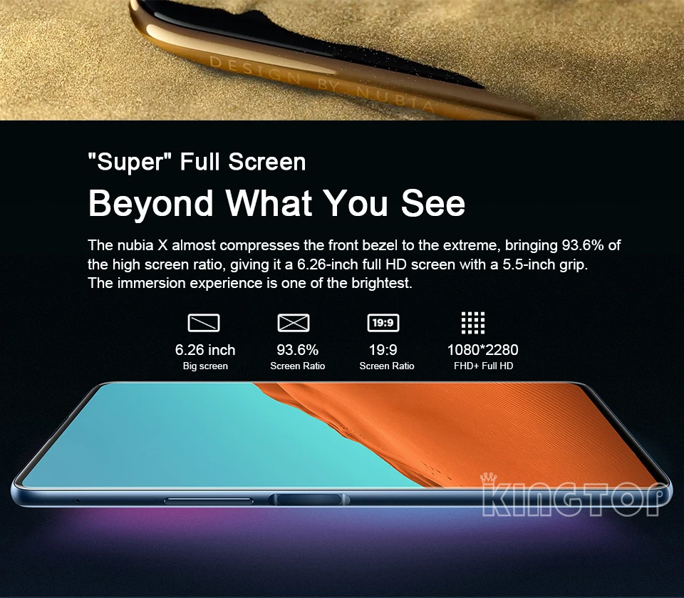 zte Nubia X мобильный телефон с двумя слотами Экран 6,2"+ 5,1" 6/8 ГБ+ 64 Гб/128 ГБ Snapdragon 845 Octa Core 16+ 24 Мп Камера, определение отпечатка пальца