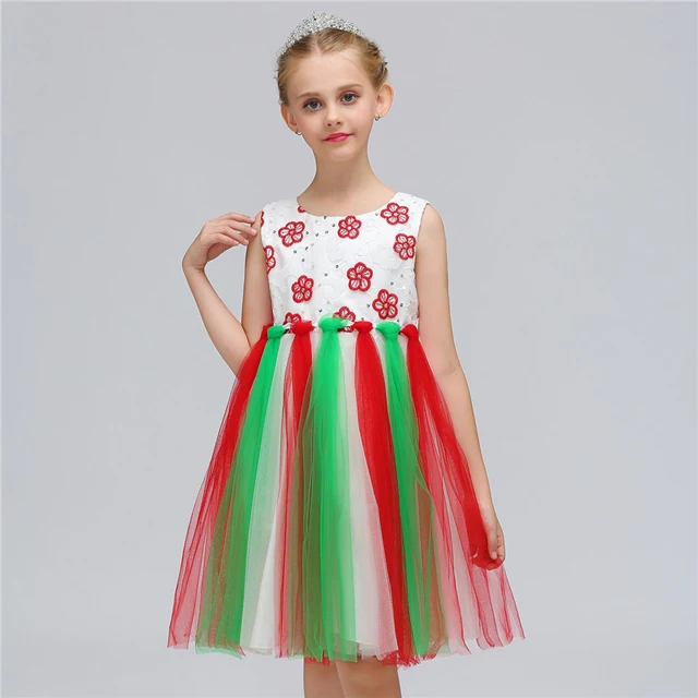 

New Girls Dress Mesh Tassel Kids Party Dresses For Girl Flower Princess Dress Children