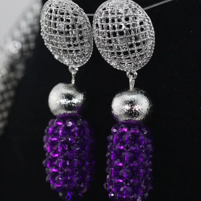 Невероятные фиолетовые хрустальные бусы наборы нигерийских африканских