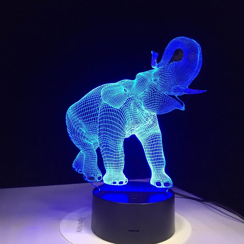Светодиодная 3d лампа Happy Elephant с изменением цветов ночсветильник USB для спальни