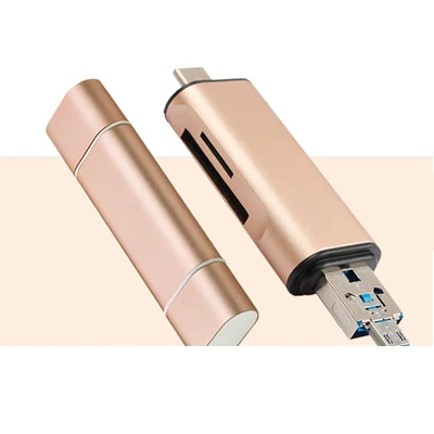 Gold Tendway 5-в-1 Тип C OTG USB SD кард-ридер с флеш-накопитель USB с гнездовым Интерфейс для ПК USB 3,0 флеш-карты памяти TF для устройства чтения sd-карт для компьютера - Цвет: Gold