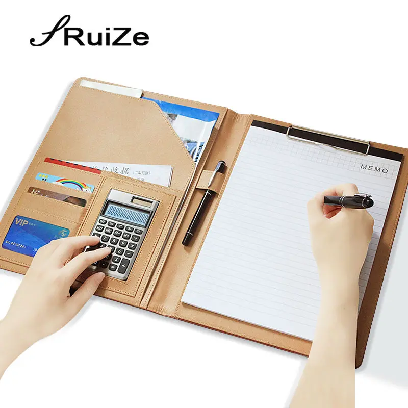 Ruize высокое качество многофункциональный A4 кожаную папку-органайзер Padfolio Мягкая обложка папки файла деловые канцелярские принадлежности