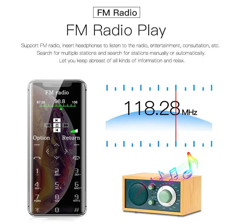 Тонкий телефон с двумя sim-картами GSM Bluetooth фонарик детский телефон с картой
