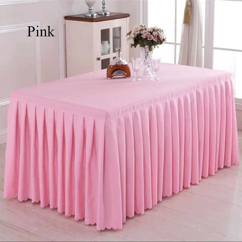 Pink 1 шт., роскошная скатерть из полиэстера, овальная белая плиссированная скатерть для свадебной вечеринки, вечеринки, встречи, декора, отельный настольный, юбка - Цвет: Pink