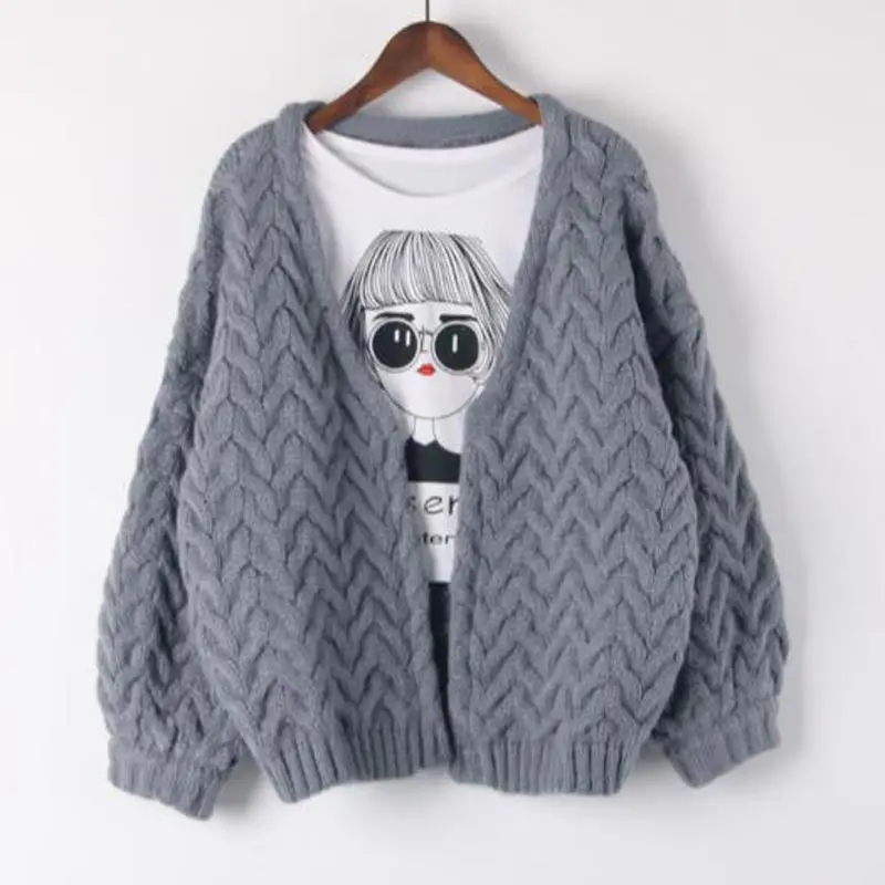 Женский короткий свитер QH0407 теплый вязаный пончо на осень и зиму|oversized jumper|short