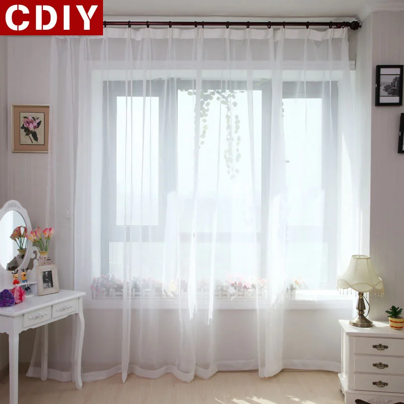 CDIY, белые отвесные занавески на окно, тюлевые занавески для спальни, гостиной, кухни, современные сплошные занавески из вуали на окно, занавески