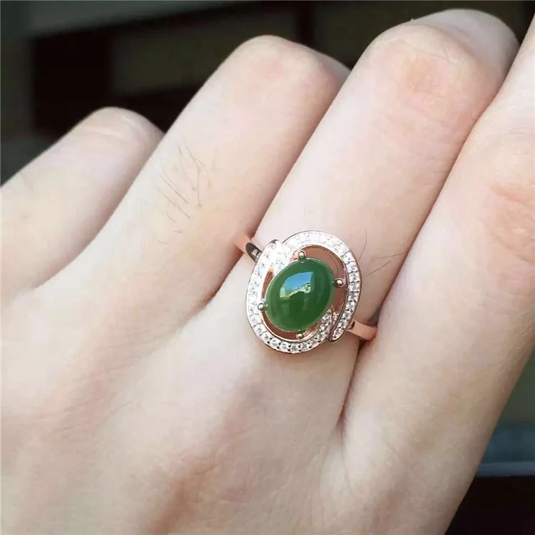 

KJJEAXCMY fine jewelry 925 Pure silver inlay natural jasper female style ring jewelry gemstone simple plant leaf style curve