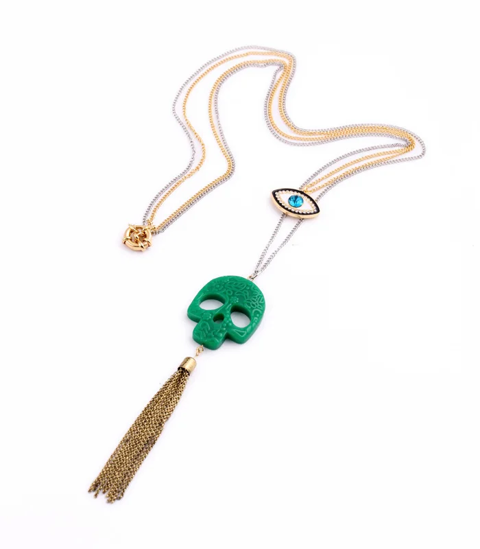 Подарок на Хэллоуин Двойная Цепочка дизайн хип хоп длинный кулон Глаз Череп