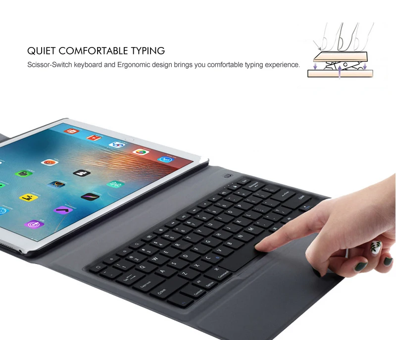 Witsp@ d ультра-тонкий беспроводной Bluetooth чехол для клавиатуры для iPad Pro 12," выпущен, все-в-одном дизайн премиум кожаный чехол
