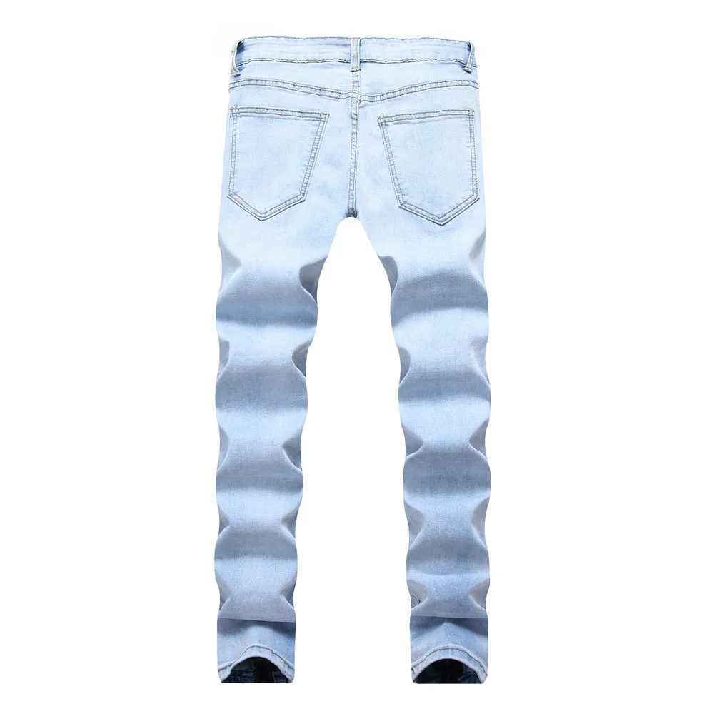 REPPUNK 2018 New High Street Men Jeans Stretch Destroyed Ripped Design Fashion Ankle Zipper Skinny For male hiphop Pencil Pants | Мужская