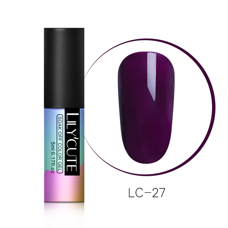 LC-27 LILYCUTE красный УФ Гель-лак чистый цвет ногтей пальто длительное Замачивание от дизайна ногтей Гель-лак для маникюра для дизайна ногтей - Цвет: LC-27