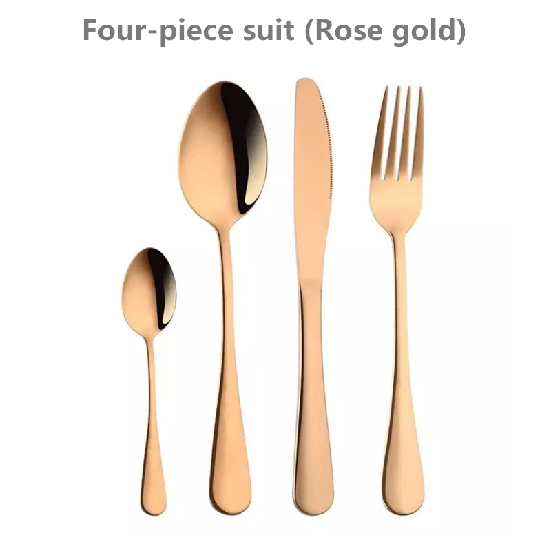 4XRose gold 5 шт. 304 обеденный из нержавеющей стали набор столовые ножи вилки ложки кухонная посуда домашний праздничный набор столовой посуды портативные столовые приборы - Цвет: 4XRose gold