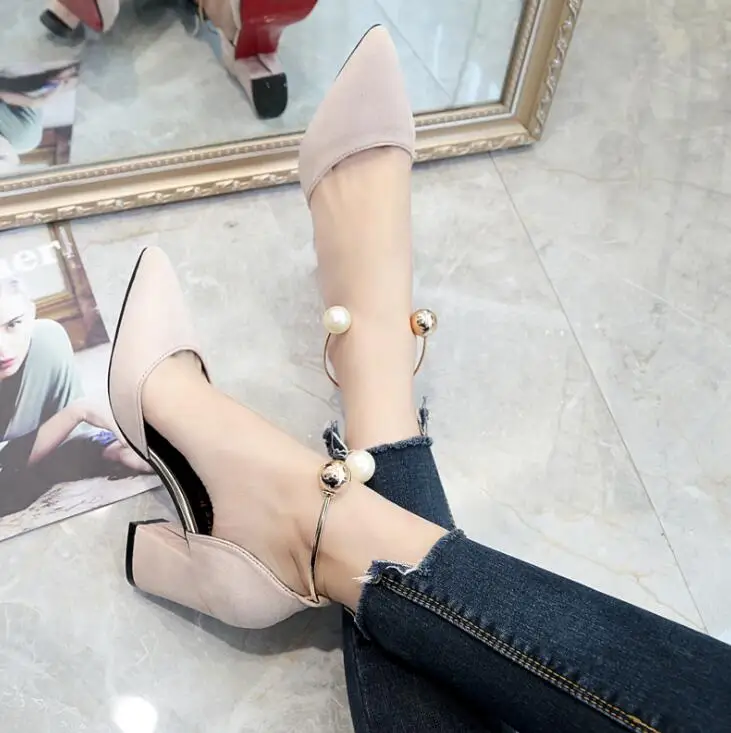 2018 летние женские туфли на высоком каблуке Тонкие Туфли гладиаторы с жемчугом