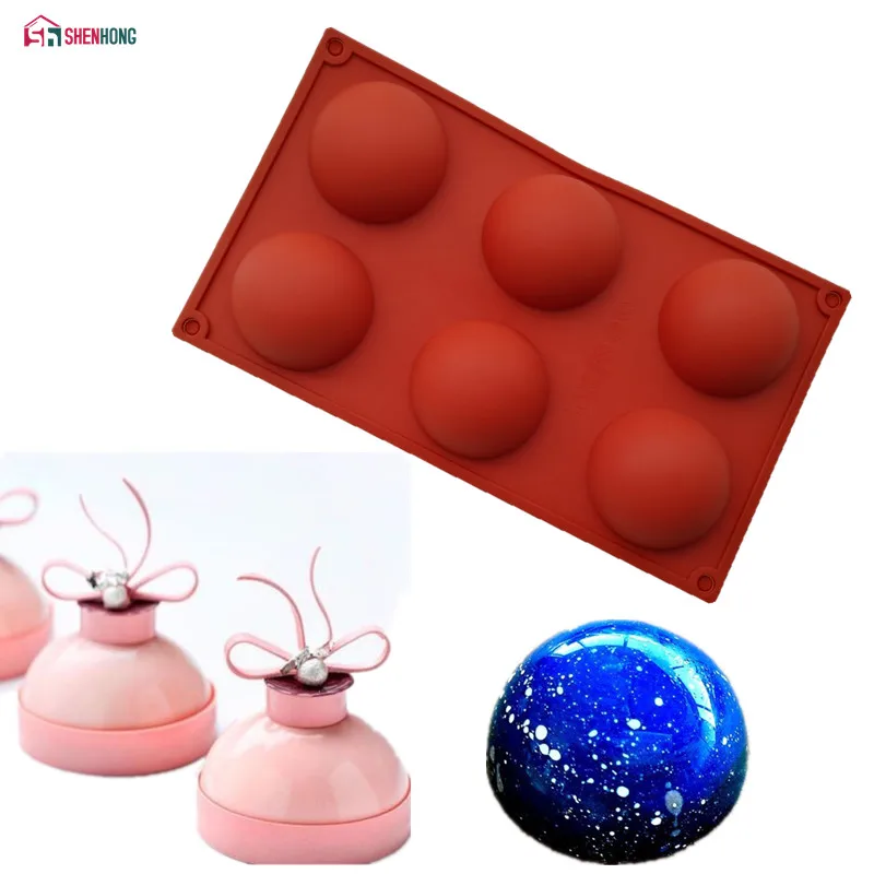 SHENHONG 6 отверстий полусфера силиконовая форма для торта женская маффинов|muffin pan|mould