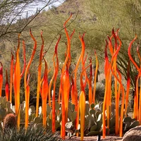 custom murano glass reeds hand blown glass spear for garden art decoration orange glass sculpture