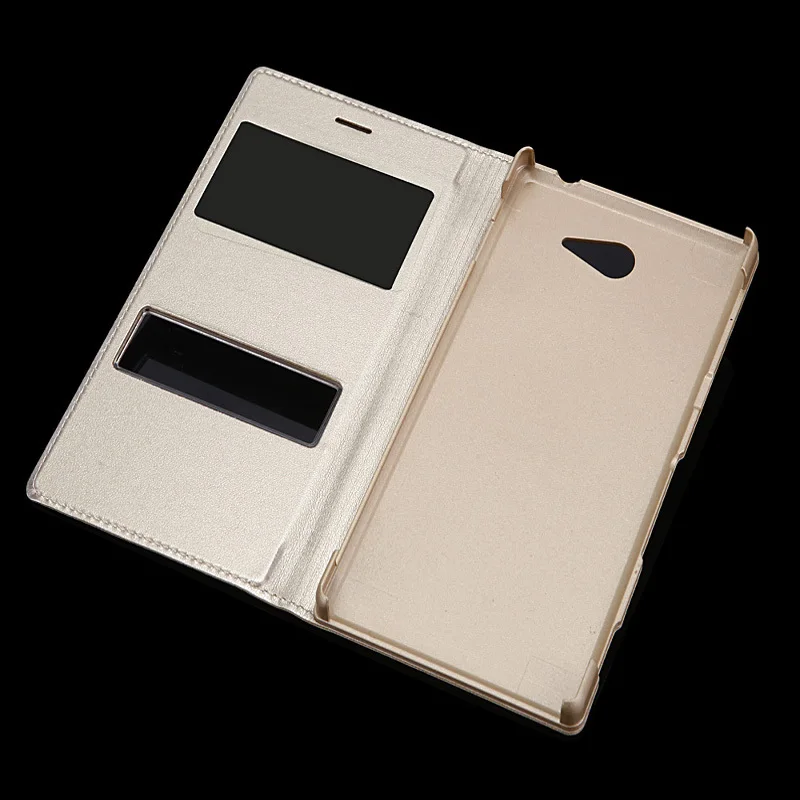 Для sony Xperia M2 S50H/Dual D2302 тонкий сенсорный экран с окошком обзора роскошный модный кожаный PU флип-чехол противоударный чехол