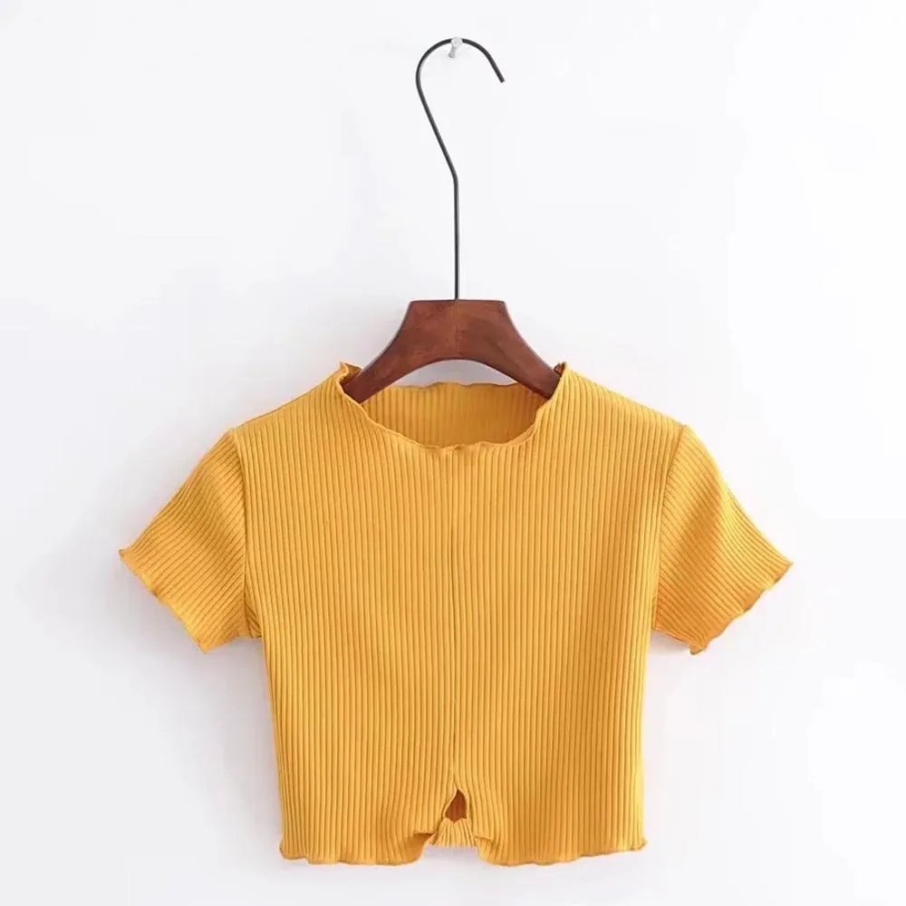 FIRSTTO милые с короткими рукавами пуловер круглым вырезом дерево уши футболка