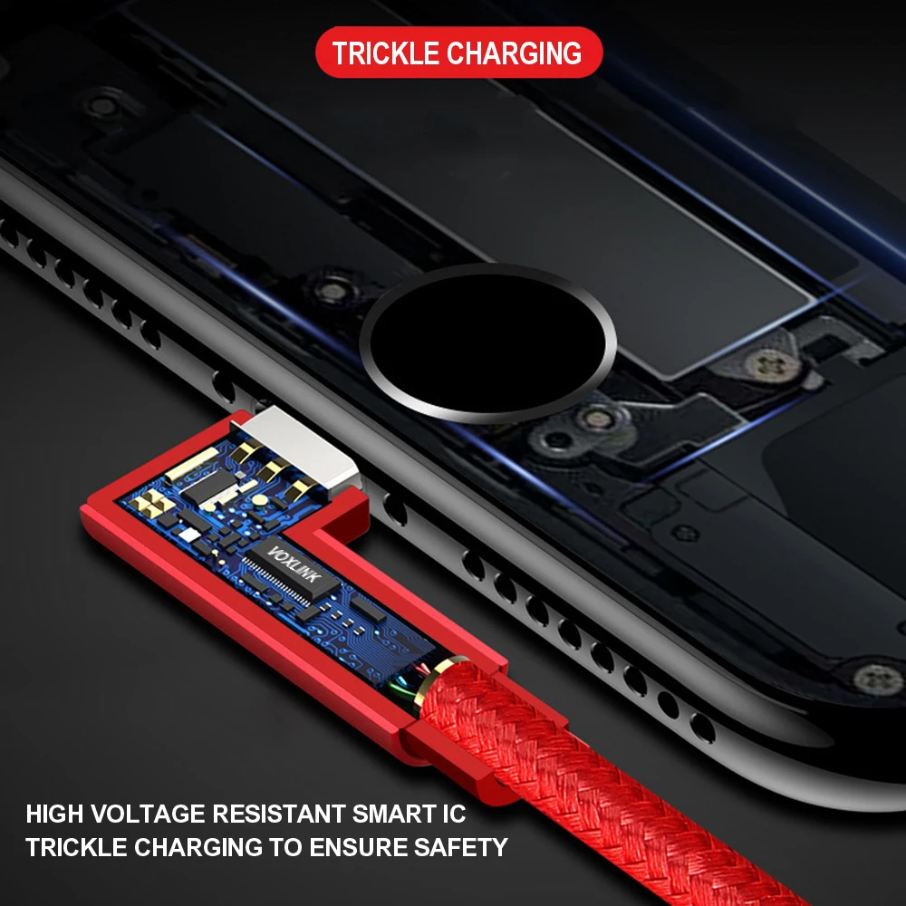 VOXLINK 90 градусов Micro USB кабель передачи данных для быстрой зарядки для samsung/xiaomi/lenovo/huawei/htc/Meizu Android кабели для мобильных телефонов