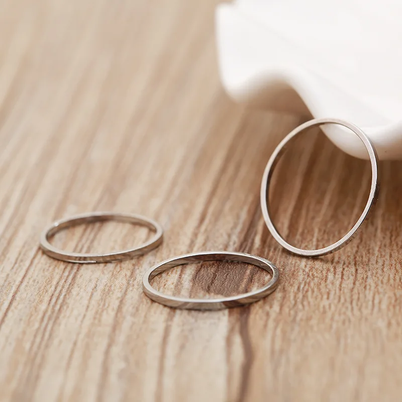 2018 корейские Простые Кольца гладкие глянцевые розовое золото & серебро цветное