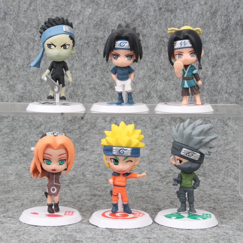 6 шт./лот героя аниме Наруто игрушка в виде фигурки SASUKE kakashi Сакура Гаара обувь