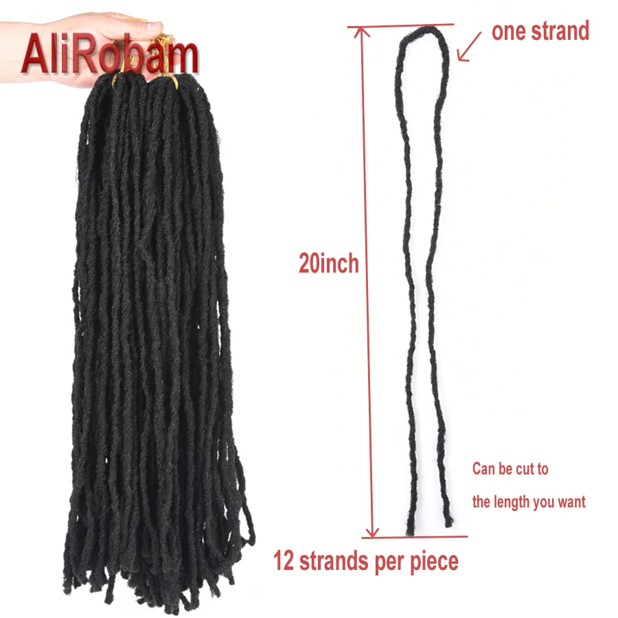 AliRobam 20 дюймов длинные дреды ручной работы черные синтетические косички для