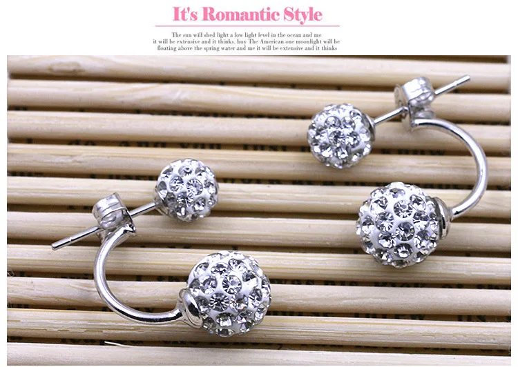 3 SIZES High Quality Dazzling 925 Sterling Silver Stud Earrings Women Inlay AAA Cubic Zirconia Shambhala Jewelry | Украшения и