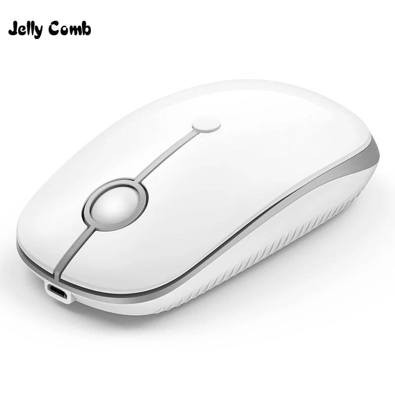 white and silver Желе расческа ноутбук перезаряжаемая мышь беспроводная мышь для microsoft Smart tv ноутбук ПК оптическая мышь бесшумный щелчок портативные мыши - Цвет: white and silver