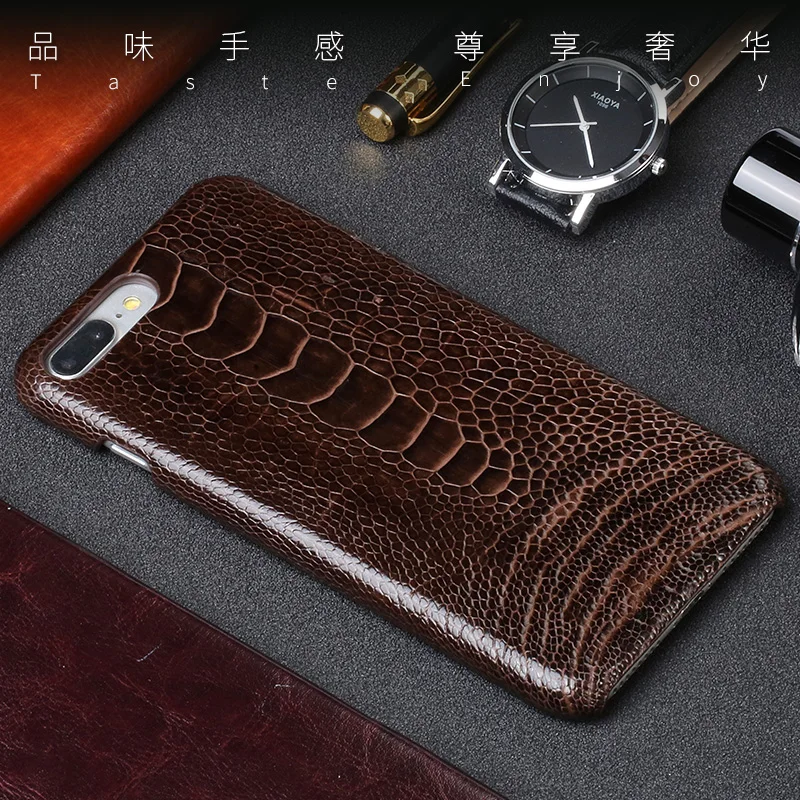 Luxury Natural Ostrich foot skin case For iPhone 7P case Really Genuine leather back cover For iphone 11 11 Pro 11 Pro max Case