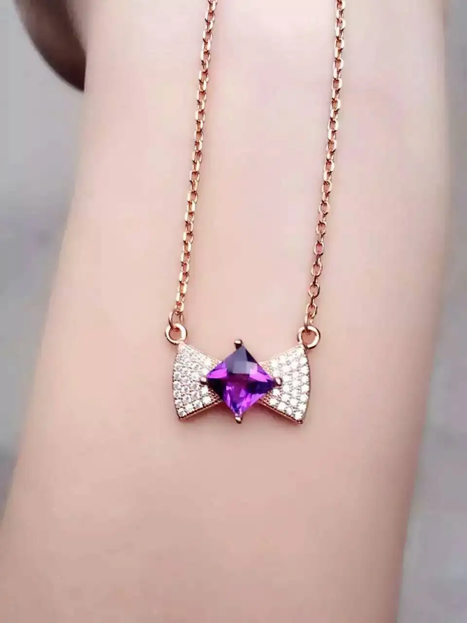 Верность натуральный фиолетовый кристалл s925 Стерлинговое Серебро серьги Кольцо