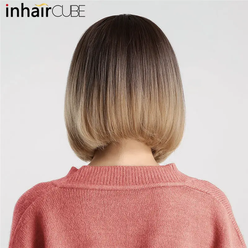 ss148 Inhair Cube синтетический плоский челка для женщин парик омбре с выделением короткие прямые волосы боб парик косплей прическа - Цвет: ss148