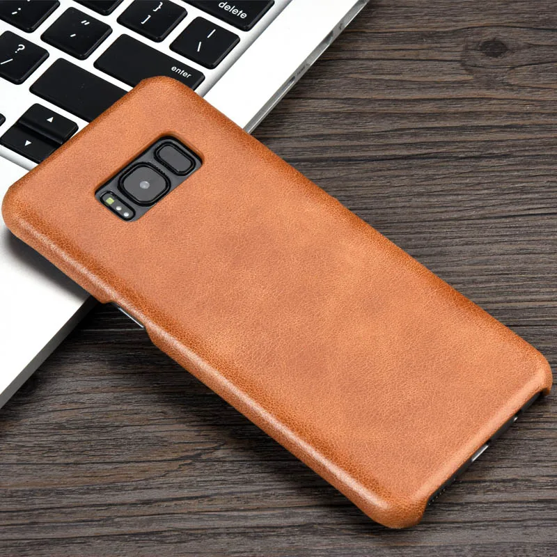 Brown Роскошный чехол KEYSION из воловьей кожи в стиле ретро для samsung S8 S8 Plus, чехол из натуральной коровьей кожи для телефона samsung S8 S8Plus G950 G955, чехол - Цвет: Brown