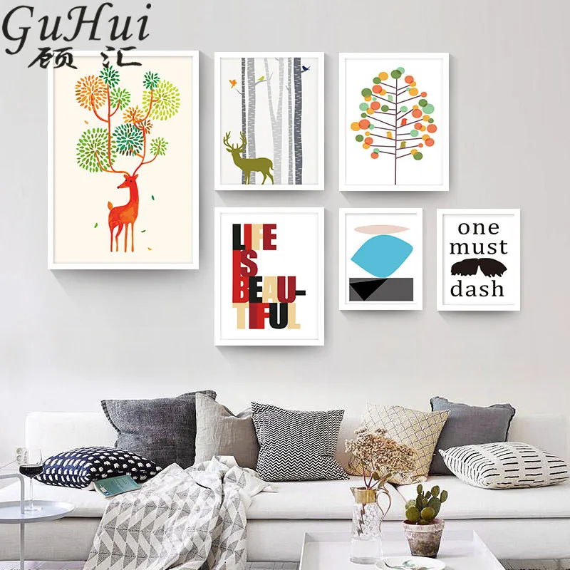 Скандинавский абстрактный природный пейзаж холст печать картина обои