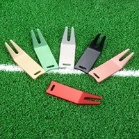 aluminum bent golf divot repair tool fork prongs for putting green pitch lawn maintenancegroove cleanmark ball training aids