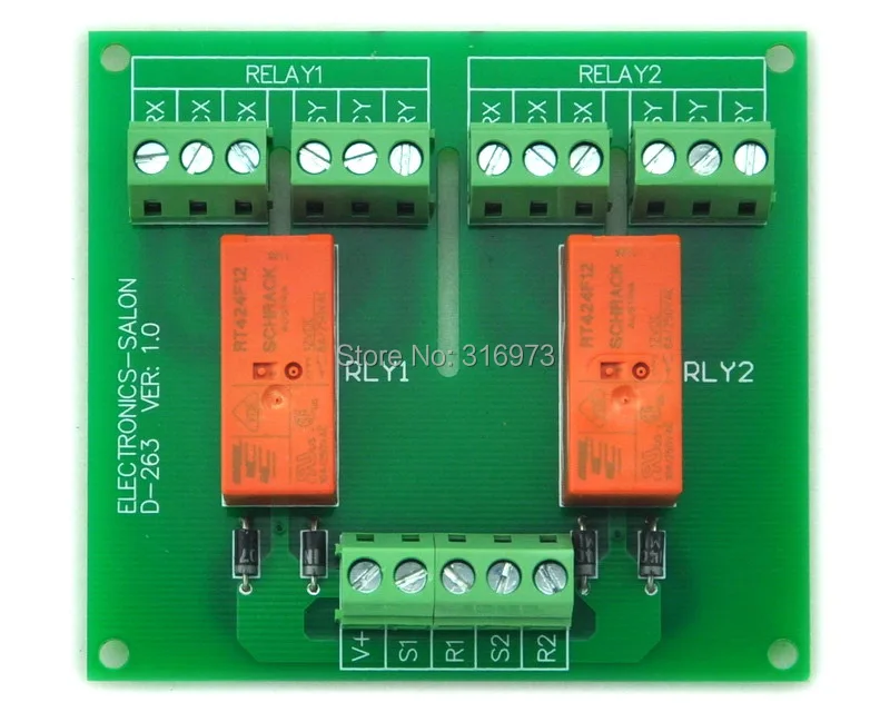 Пассивный бистируемый/фиксируемый 2 DPDT 8 Amp модуль реле мощности версия 12 В RT424F12|8
