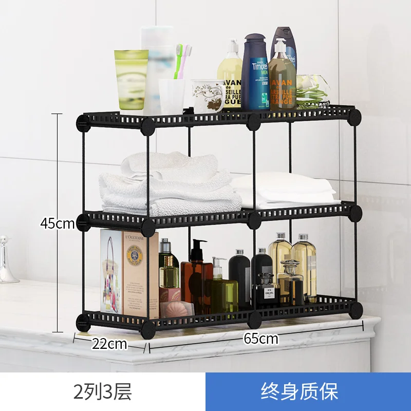 2 row 3 layers black 5 слоев Ванная комната полка Ванная комната стойки пола умывальник полки для хранения для ванной комнаты туалетный столик стеллажа - Цвет: 2 row 3 layers black