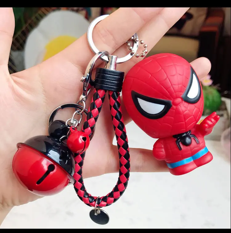 3D мультяшная фигурка ПВХ Marvel Мстители брелок милый супергерой Бэтмен человек паук брелок для ключей детский брелок подарок
