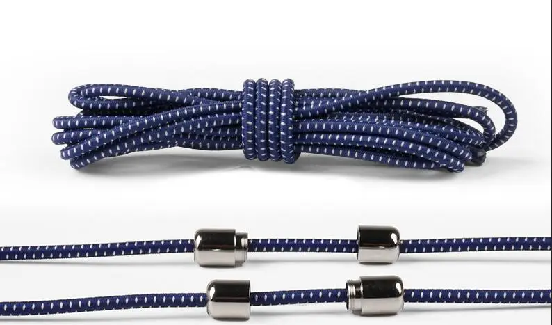 Dark Blue 1 пара эластичных шнурков, модные новые женские и мужские туфли без галстука, теннисные туфли с кружевами, кожаные туфли - Цвет: Dark Blue
