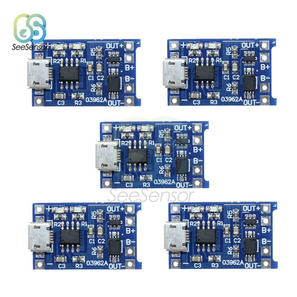 5 шт. зарядная плата TP4056 в 1 а Micro USB 18650 для литиевых батарей модуль зарядного