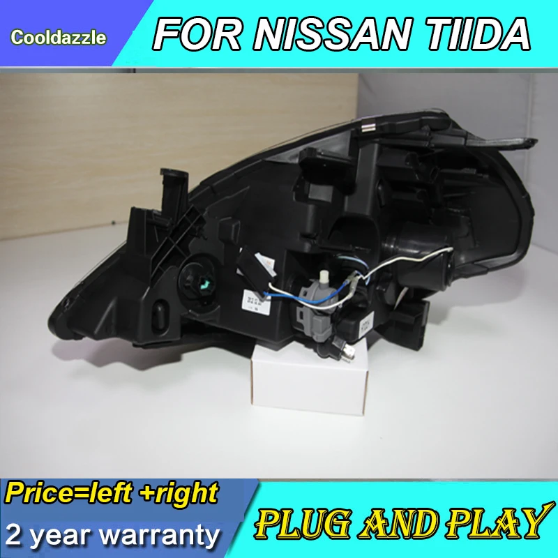Для Nissa Tiida светодиодный головной фонарь 2008 2009 2010 год передние фары Дневные ходовые огни поворотные сигнальные ангельские глазки