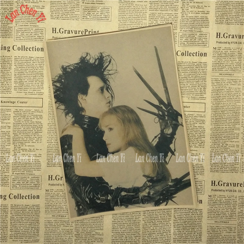 Edward Scissorhands Vintage Drawing Poster Room Decoration Stickers Wall Home Decor Kraft Paper Sticker Posters | Дом и сад