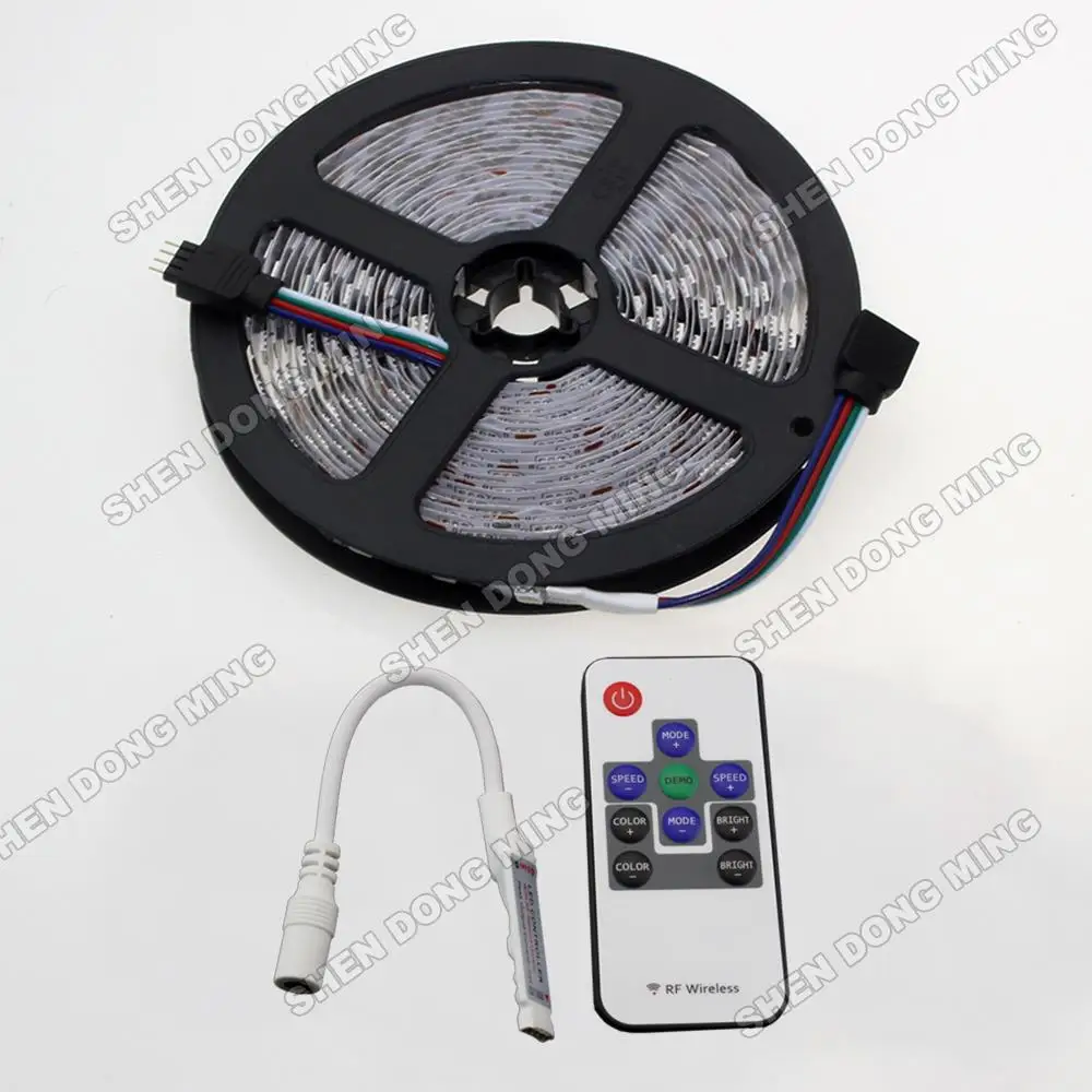 Бесплатная доставка, 25 м, 60 светодиодов, не водонепроницаемый IP22 5050 SMD RGB, 5 компл./Лот, 7,2 фотоэлементов, Светодиодная лента RGB, 12 В постоянного тока + мини-контроллер с 10 клавишами